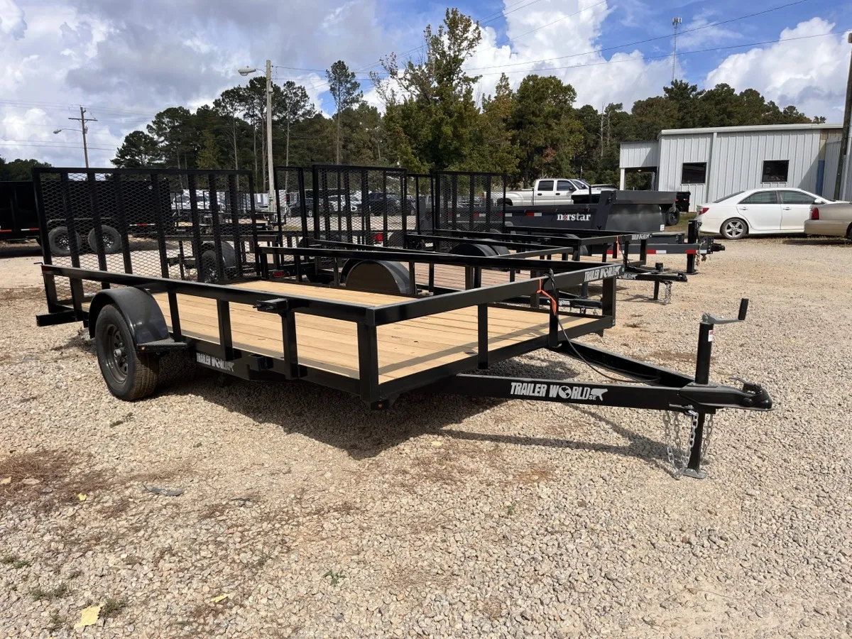 Utility trailer with wood deck and landscape gate